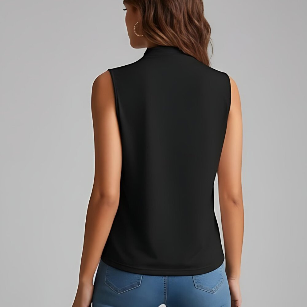 Black Ruched Wrap Tank Top - Picture 4 of 6